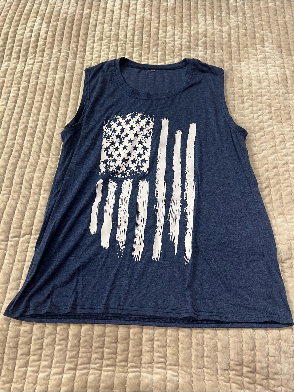Sleeveless Navy Flag Graphic Tank Top - Women